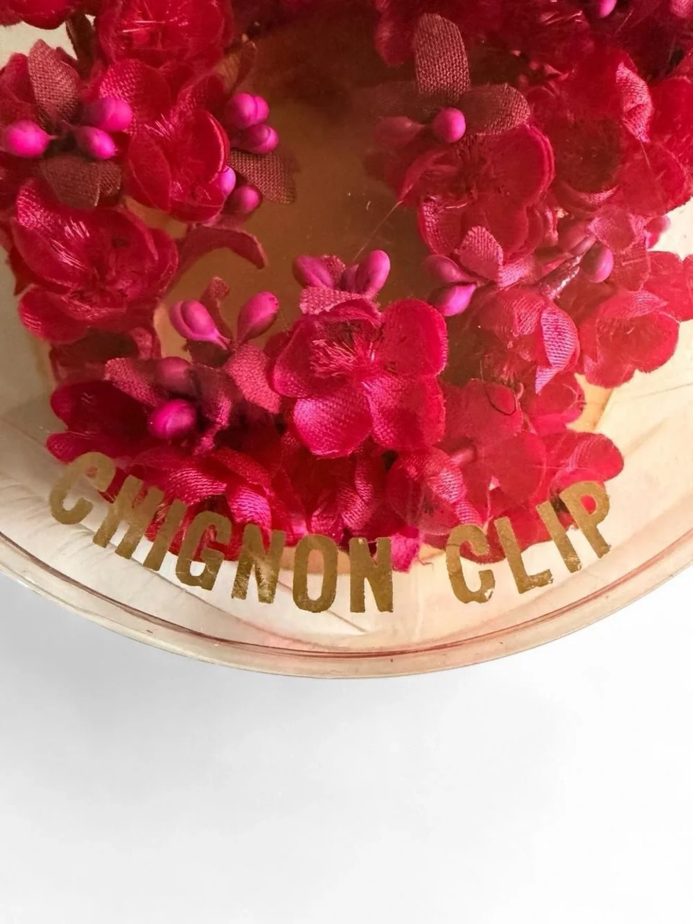 Vintage 1950s Floral Half Hat Chignon Clip Boxed Fascinator